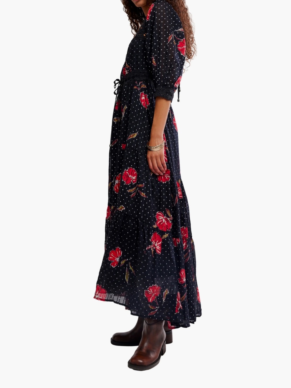Free People Morning Meadows Floral Lace Trim Maxi Dress New! - Picture 9 of 15